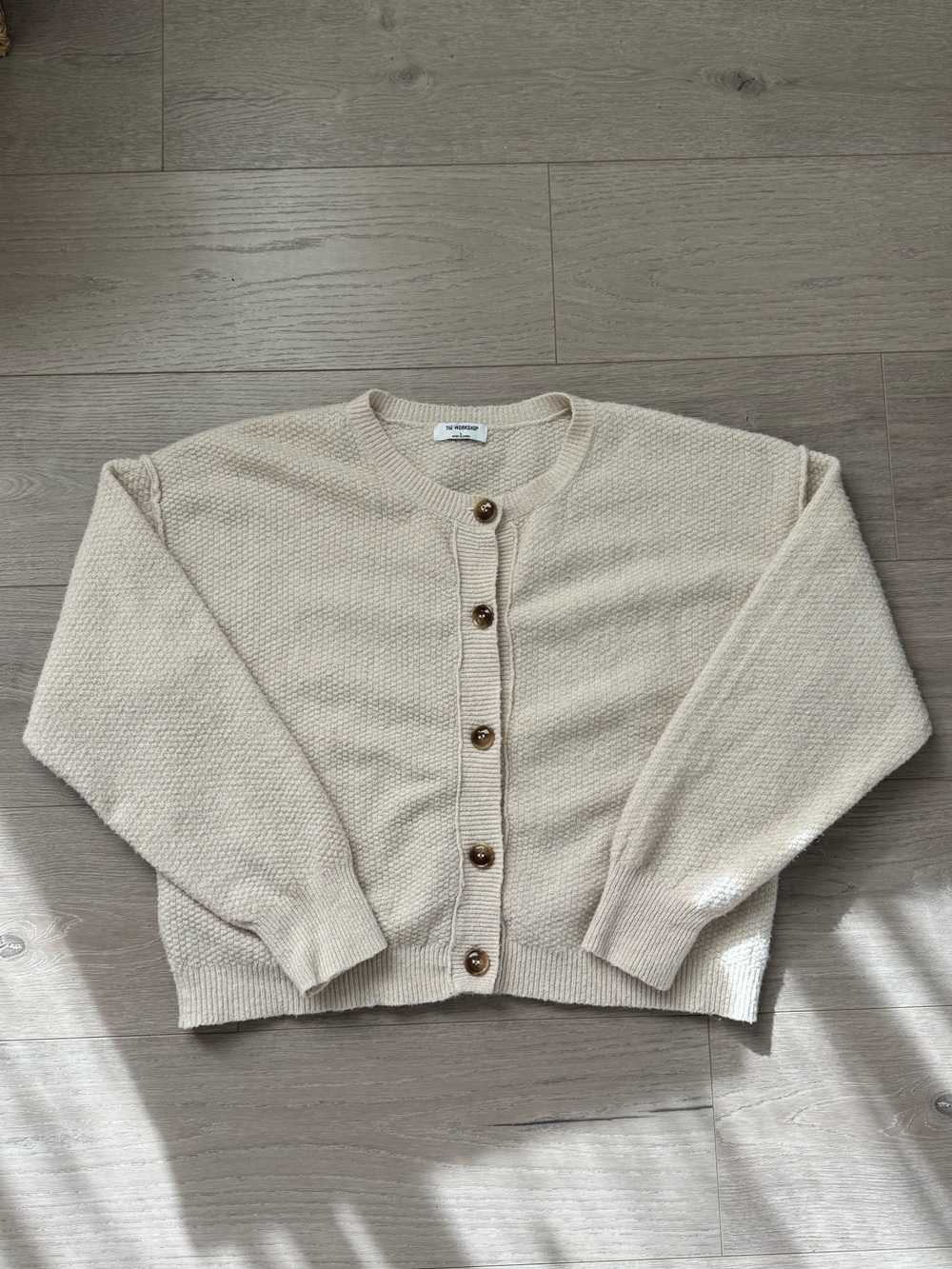 Women's Cream Button-Front Knit Sweater Cardigan